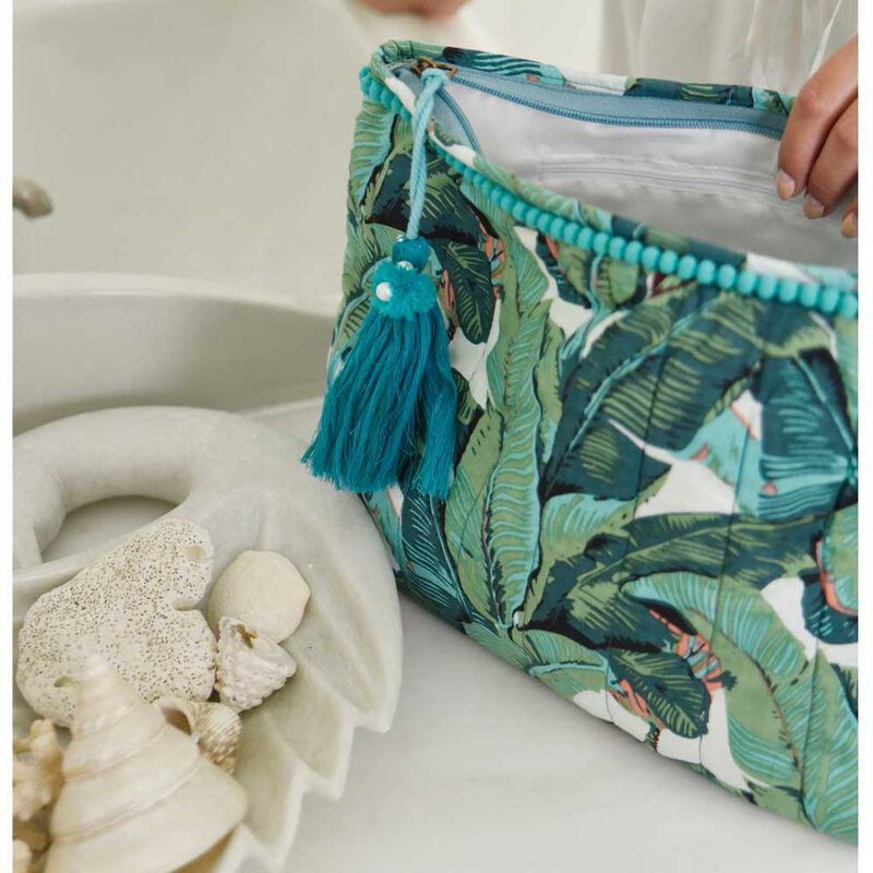 Powell Craft Lined Wash Bag Green Leaf image number 2